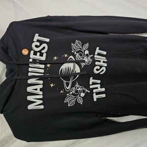 Black Graphic Hoodie with Planet Design